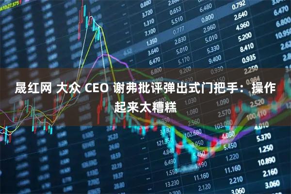 晟红网 大众 CEO 谢弗批评弹出式门把手：操作起来太糟糕