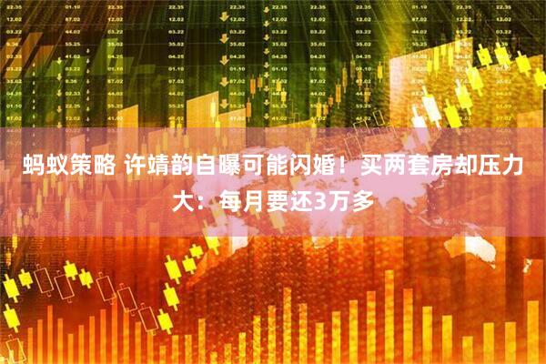 蚂蚁策略 许靖韵自曝可能闪婚！买两套房却压力大：每月要还3万多