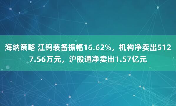海纳策略 江钨装备振幅16.62%，机构净卖出5127.56万元，沪股通净卖出1.57亿元